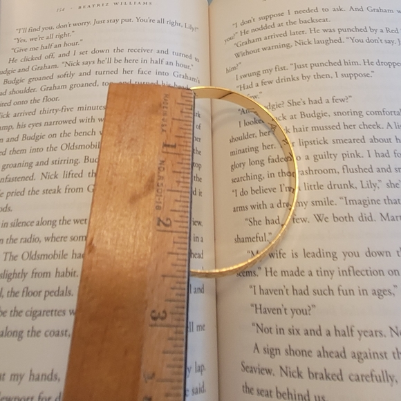 MONET Chunky Goldtone Bangle Diamond Cut Bracelet - Picture 8 of 8